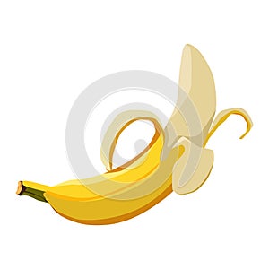 Healthy yellow peeled banana. Isolated vector fruit in flat style. Summer clipart for design