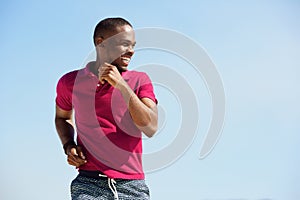 Healthy young african man running outdoors