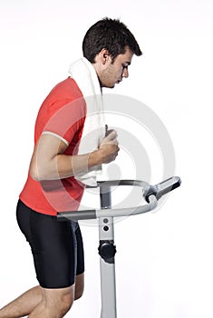 Healthy Young Man Workout on Treadmill