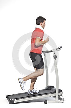 Healthy Young Man Workout on Treadmill