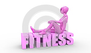 Healthy young woman model sit on the fitness word