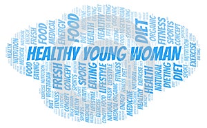 Healthy Young Woman word cloud.