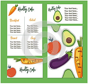 healty food menu carrot, avacado, apple