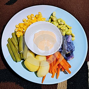 Healty Food, vegetables with mayonnaise