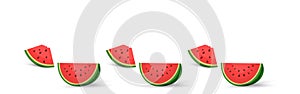 A Healty watermelon fruits pieces cut on isolated background banner templateVector banner template design