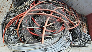 Heap of abandoned electric wires photo