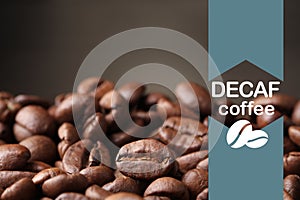 Heap of aromatic decaf coffee beans, closeup