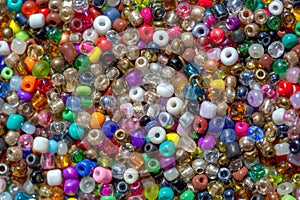 Heap of assorted colorful plastic beads