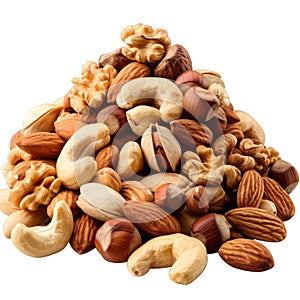 A Heap of Assorted Nuts on a Black Background