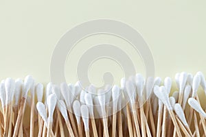 Heap of bamboo cotton swabs or buds overhead