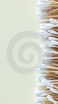 Heap of bamboo cotton swabs or buds overhead view