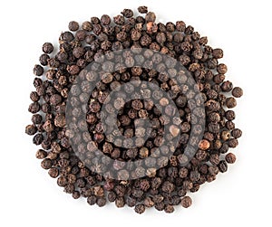 Heap of black pepper isolated on a white background