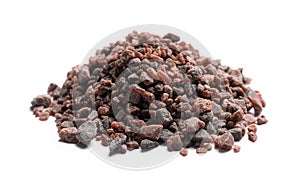 Heap of black salt on white background