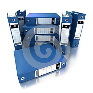 Heap of blue ring binders