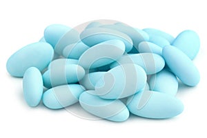 Heap of blue sugared almonds