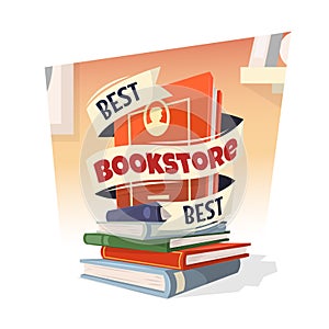 Heap of books with Best Bookstore text