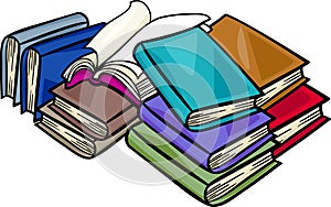 Heap of books cartoon illustration