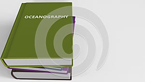 Heap of books on OCEANOGRAPHY, 3D rendering