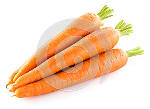 Heap of carrots isolated on white