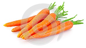 Heap of carrots vegetable isolated on white background photo