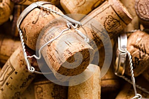 Heap of champagne and wine corks photo