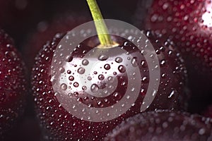 Heap of cherry with water drops can use as background