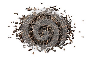 Heap of  Chinese Pu Ehr dried tea close up on white background photo