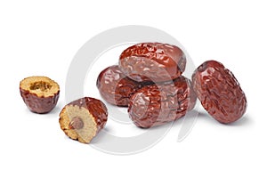 Heap of Chinese red dates and a halved one