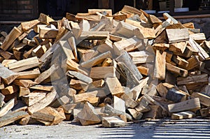 Heap of the chopped firewood