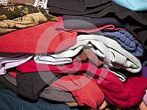 A heap of clothes for sale in market photo