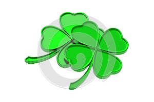 Heap of clover with stem and four leaves isolated on white background. St. Patrick\'s day. Good luck symbol