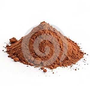 Heap of cocoa powder isolated on white background photo