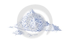 Heap of coconut flakes. Vector illustration isolated on white background.