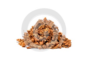 Heap of Coconut Husk Chips on white background ,Use for Planting material