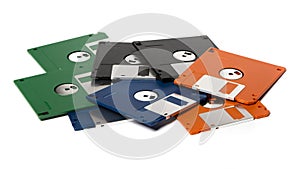 Heap of color floppy disks photo