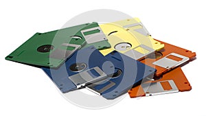 Heap of color floppy disks photo