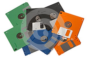Heap of color floppy disks photo