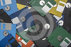 Heap of color floppy disks photo