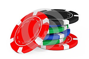 Heap of Colorful Poker Casino Chips. 3d Rendering
