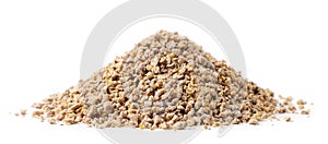 Heap of compound feed for animals on a white background. Isolated