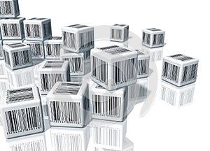 Heap of cubes with barcodes photo