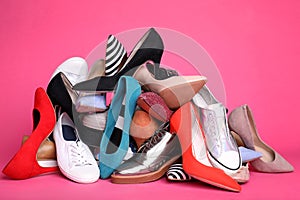 Heap of different shoes