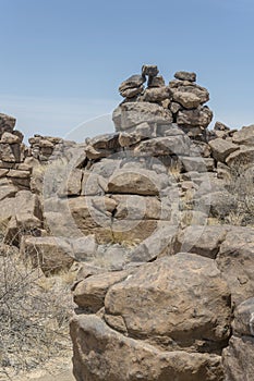 heap of Dolerite boulders at Giants Playground, Keetmansoop, Namibia