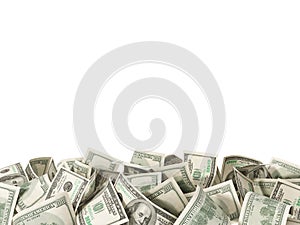 Heap of 100 Dollar Bills on white background