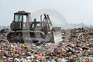 The heap of domestic waste landfill