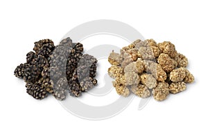 Heap of dried black and white mulberries