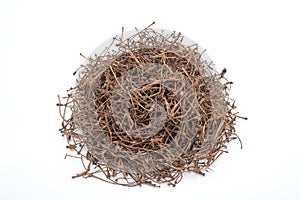 Heap of Dried cherry stalks. Cherry Stem on White Background. photo