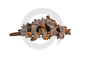 Heap of dried cloves, isolated on white background