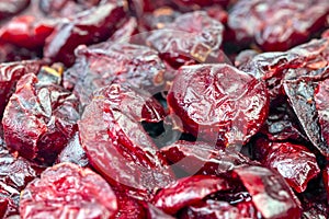 Heap of dried cranberries closed-up. for background and texture