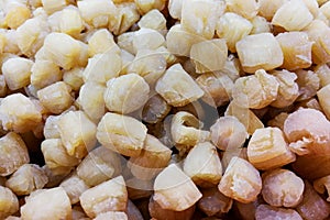 Heap of dried scallop. Popular ingredient in Chinese cooking